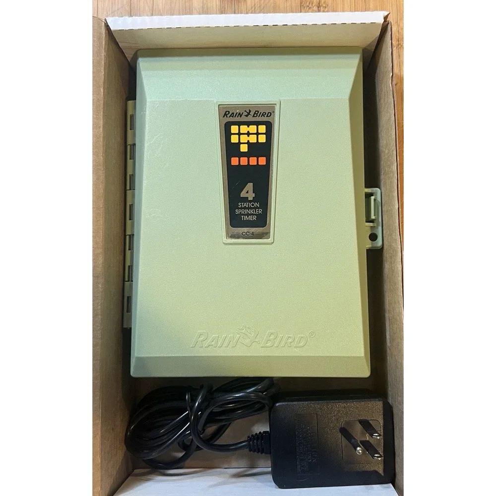 Vintage Rain Bird CRC-4 Computer Sprinkler Timer Green Box Manual Tested 4-Zones